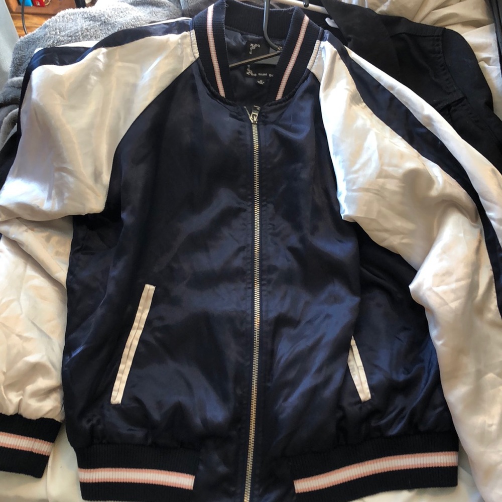 Iris brand navy blue and white bomber